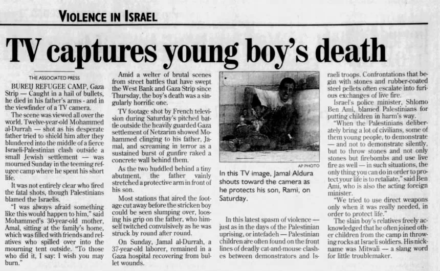 TV captures young boy's death &mdash; Sarasota Herald Tribune, 2 October 2000