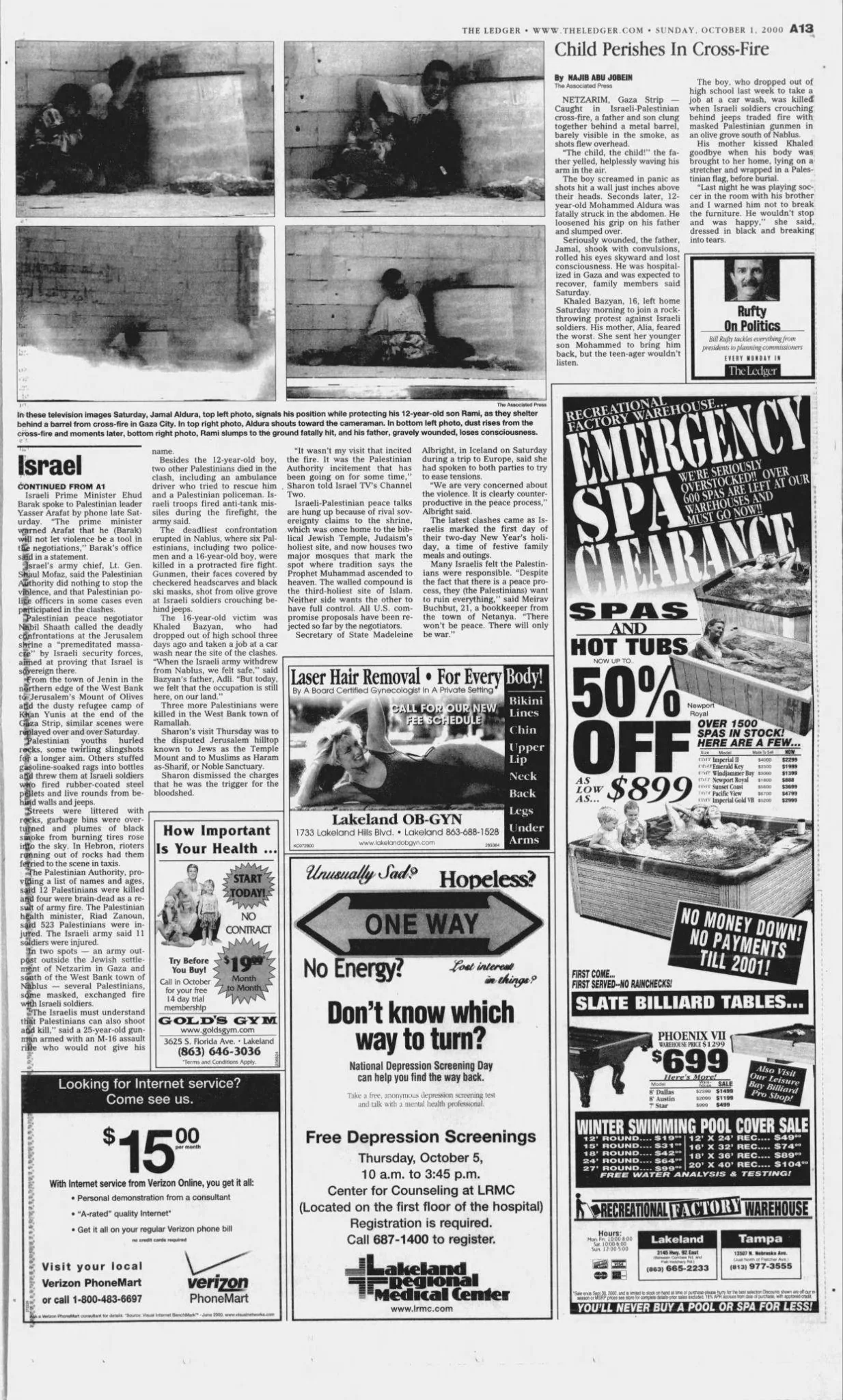 Child Perishes In Cross-Fire &mdash; The Ledger, 1 October 2000