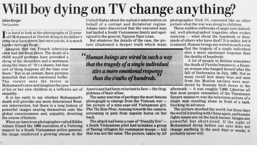 Will boy dying on TV change anything? — The Mercury, 4 October 2000