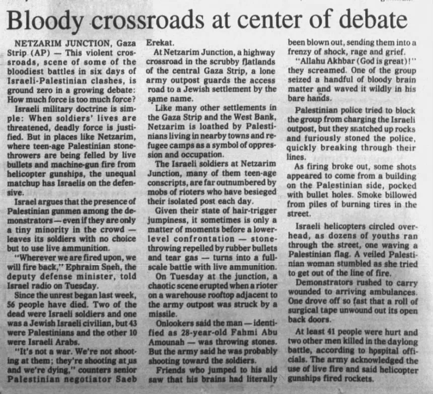 Bloody crossroads at center of debate &mdash; The Sun, 4 October 2000