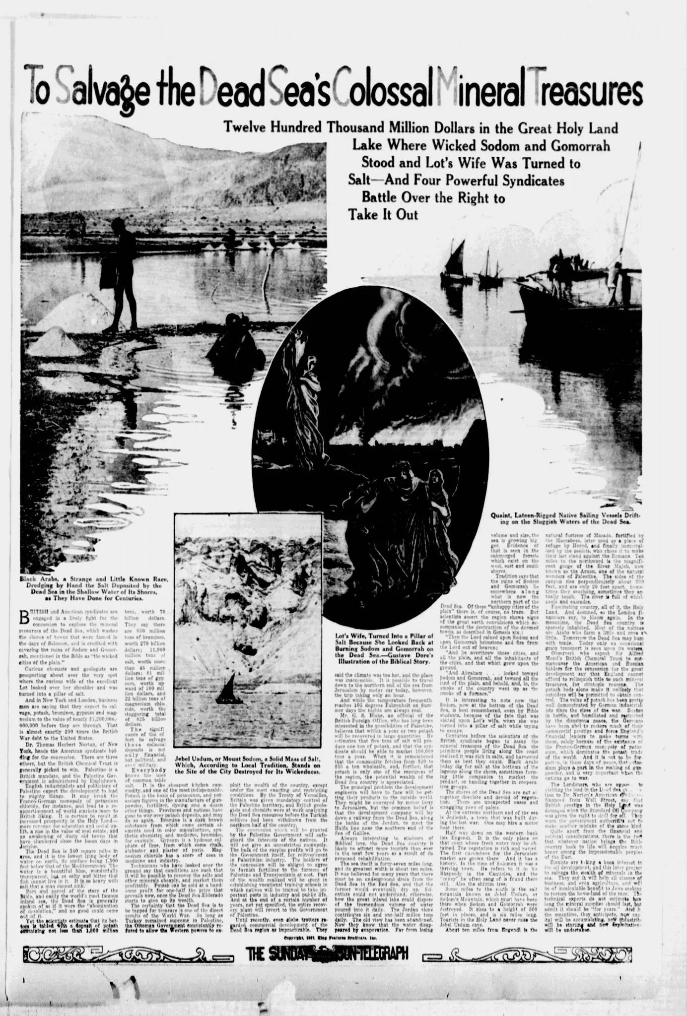 To Salvage the Dead Sea’s Colossal Mineral Treasures — Pittsburgh Sun-Telegraph, 4 September 1927