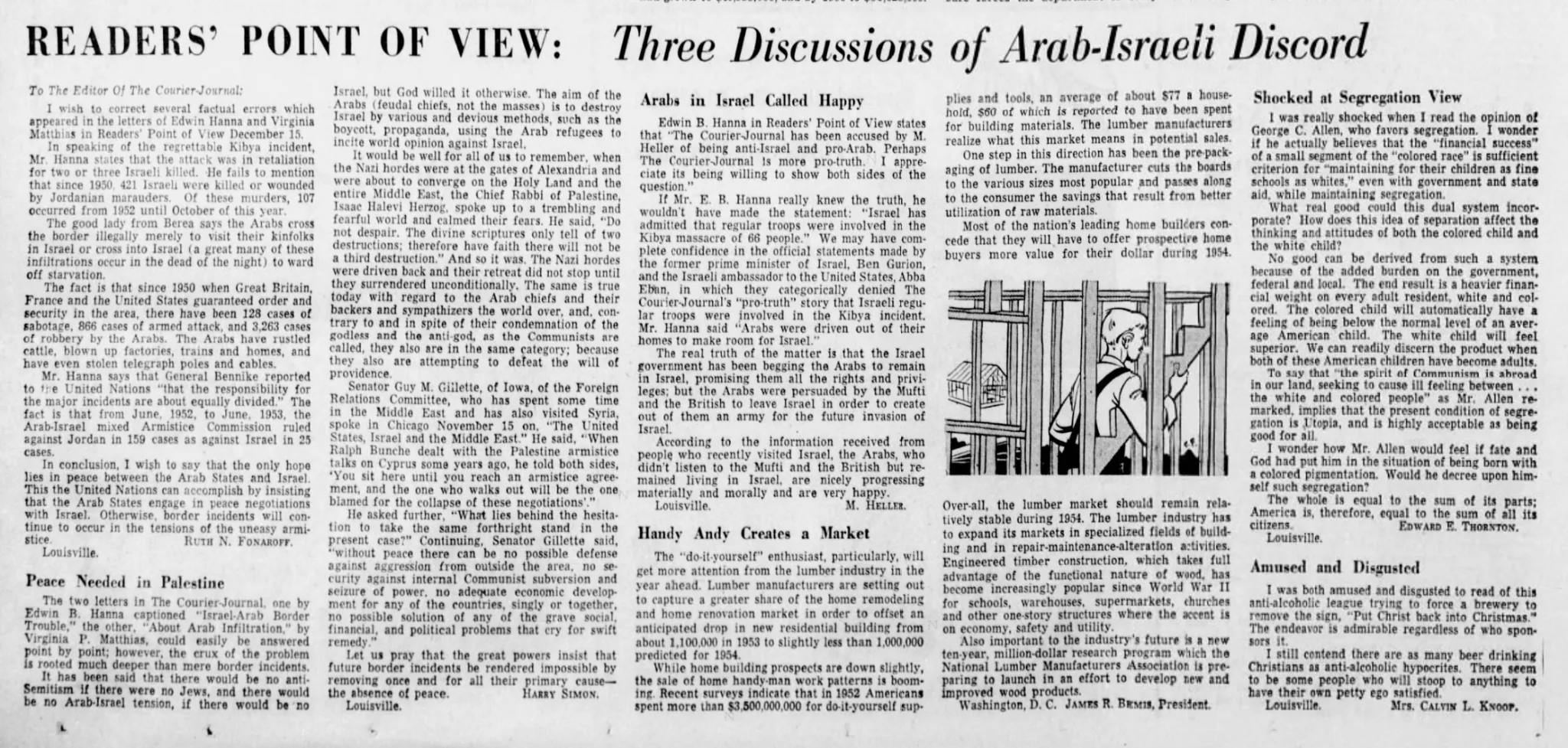 Readers’ Point of View: Three Discussions of Arab-Israeli Discord &mdash; Courier-Journal, 28 December 1953