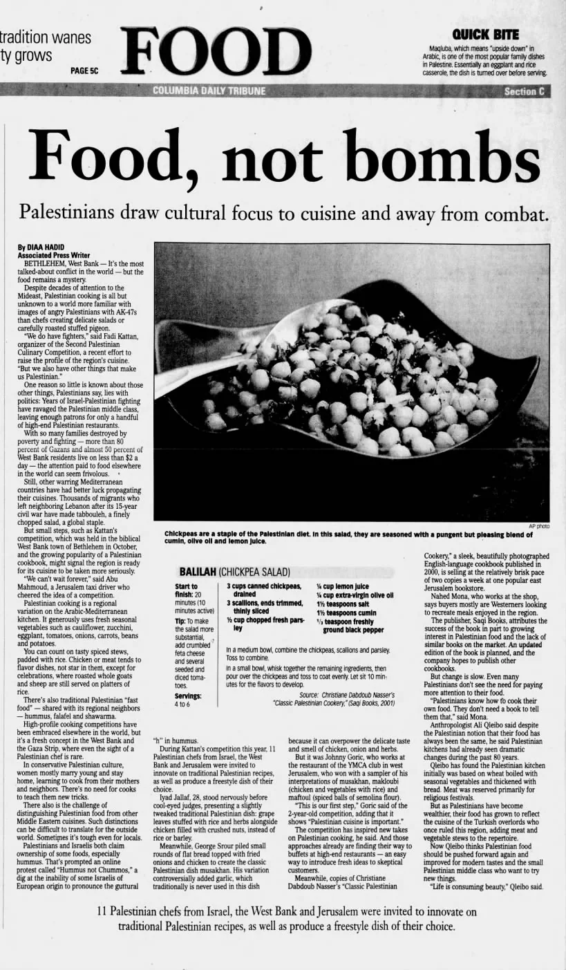Food, not bombs — Columbia Daily Tribune, 16 January 2008
