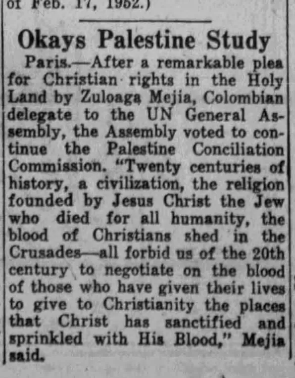 Okays Palestine Study — Lake Shore Visitor, 29 February 1952