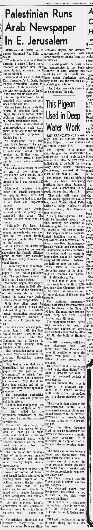 Palestinian Runs : Arab Newspaper In E. Jerusalem — Duluth News-Tribune, 4 February 1973