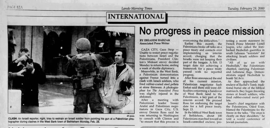 No progress in peace mission &mdash; Laredo Morning Times, 29 February 2000