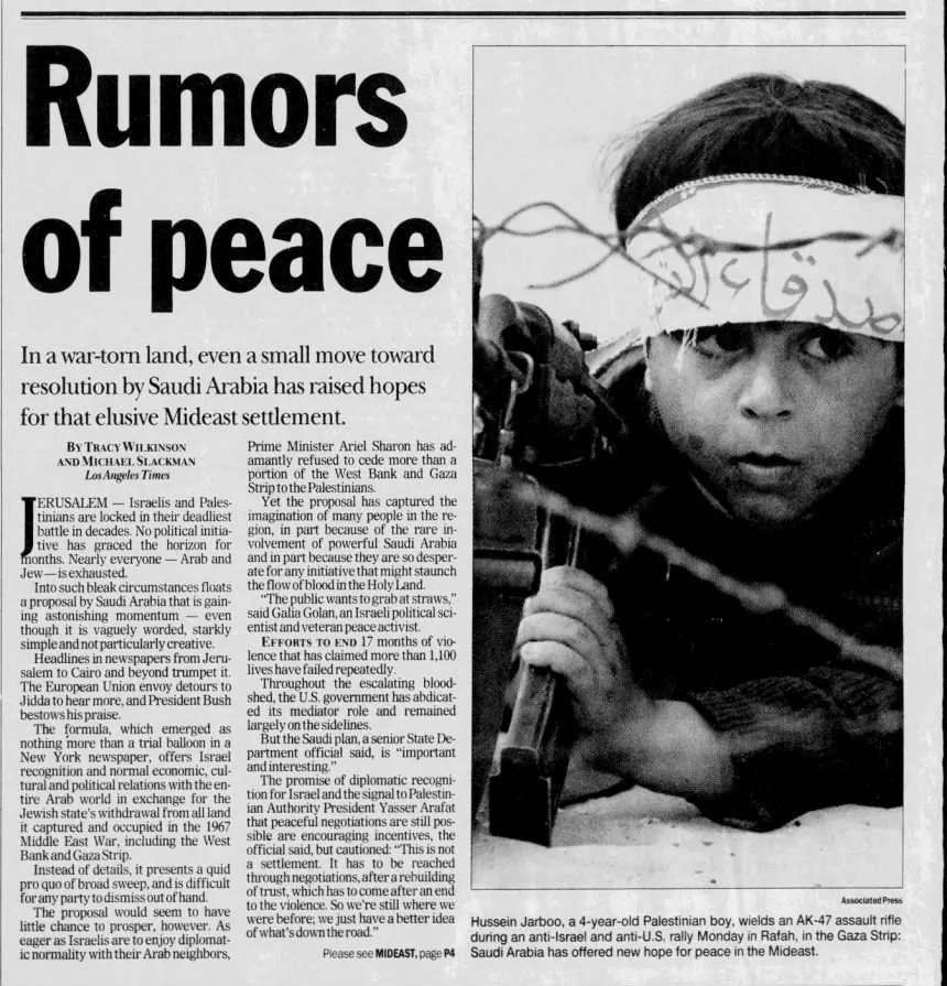 Rumors of peace — LNP Lancaster Online, 3 March 2002