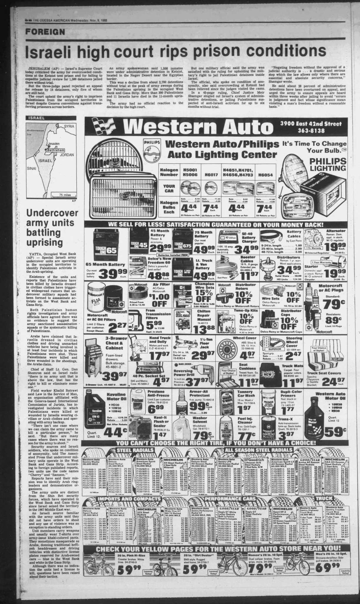Undercover army units battling uprising &mdash; The Odessa American, 9 November 1988
