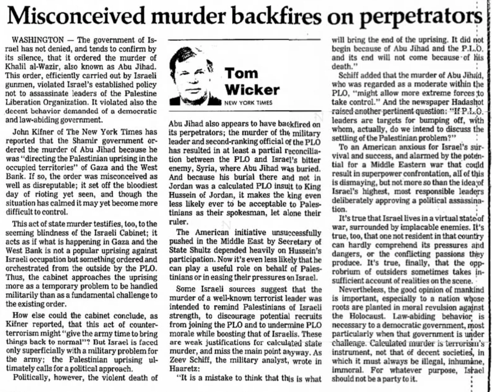 Misconceived murder backfires on perpetrators &mdash; Salina Journal, 27 April 1988