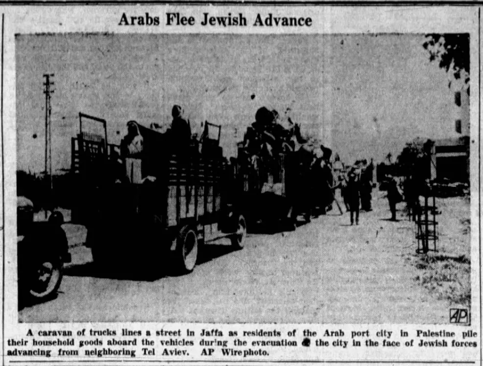 Arabs Flee Jewish Advance &mdash; Beatrice Daily Sun