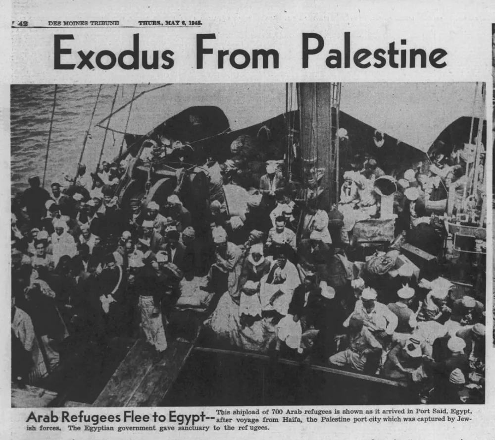 Exodus From Palestine — Des Moines Tribune, 6 May 1948