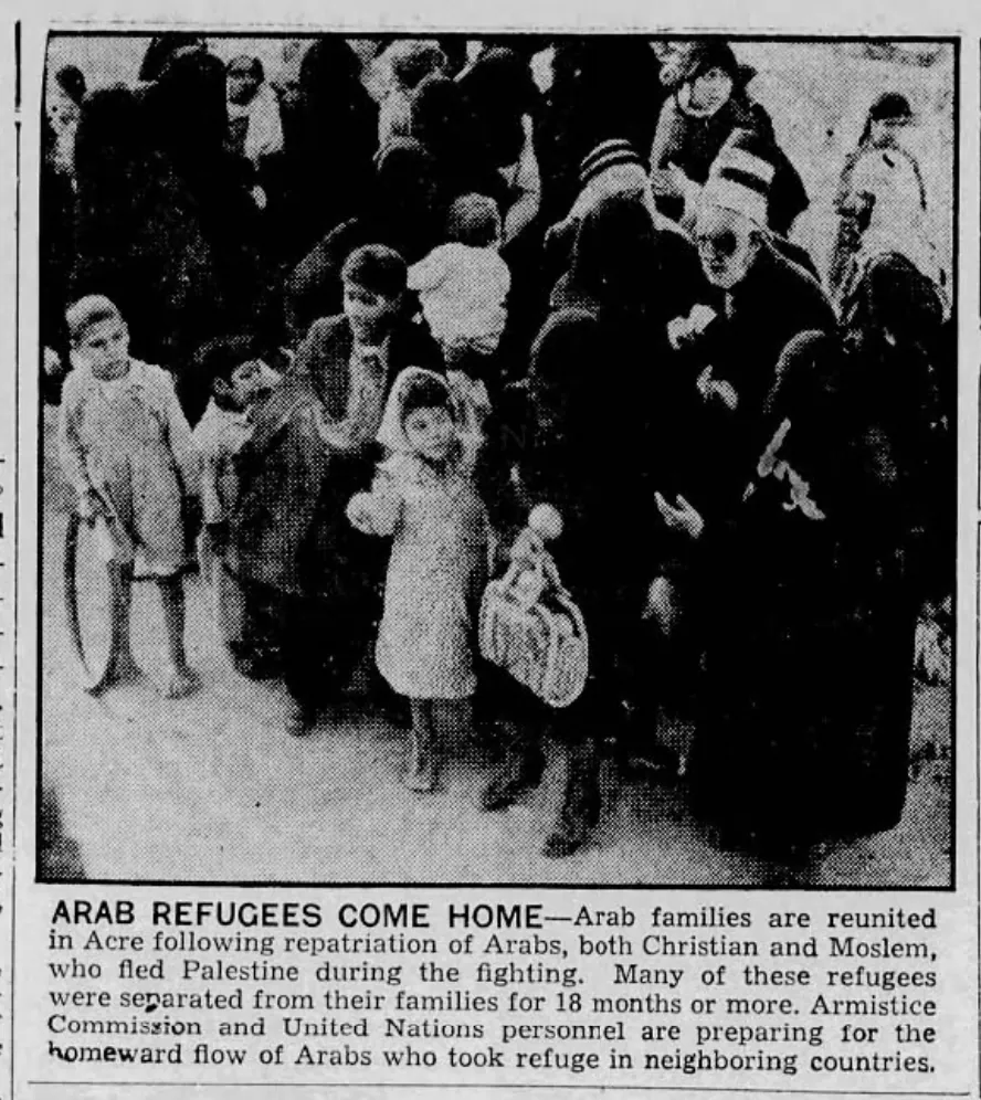 Arab Refugees Come Home — El Reno American, 12 January 1950