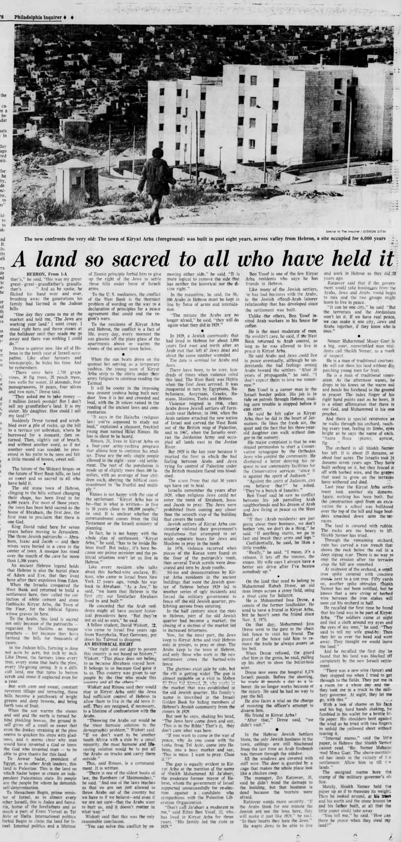 A land so sacred to all who have held it — The Philadelphia Inquirer, 5 February 1978