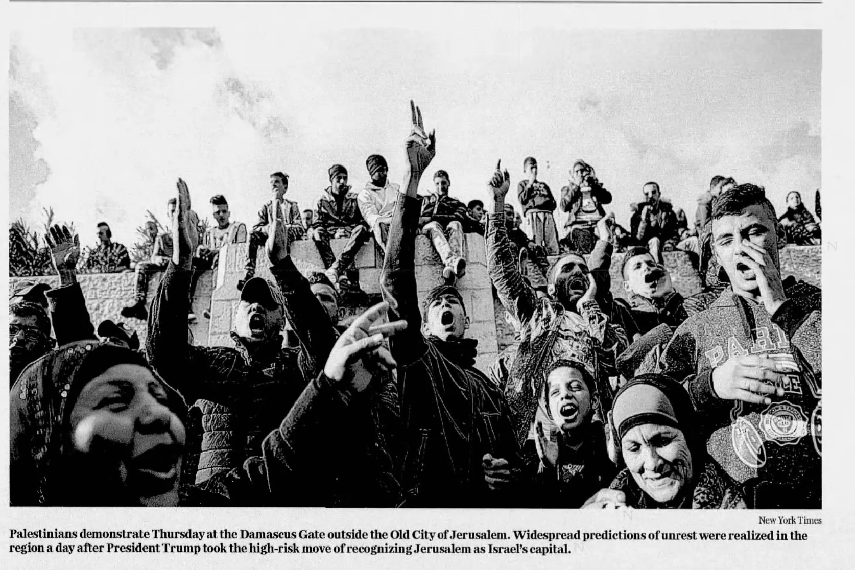 Palestinians demonstrate at the Damascus Gate — The Buffalo News, 8 December 2017