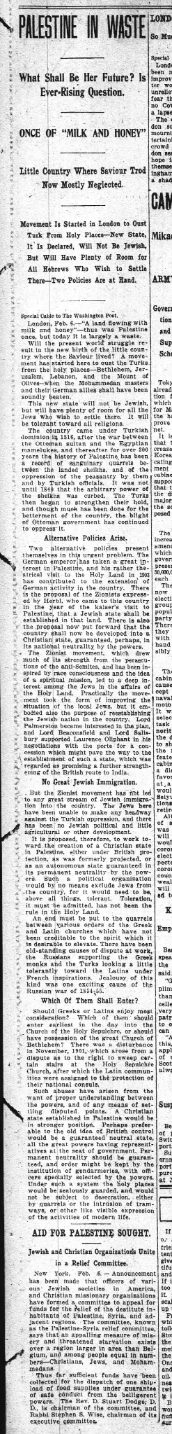 Palestine in Waste &mdash; Washington Post, 7 February 1915