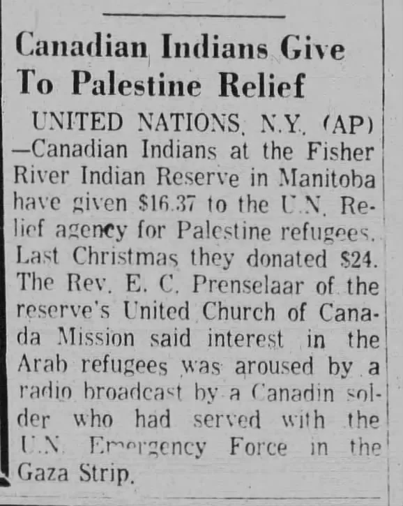 Canadian Indians Give To Palestine Relief &mdash; Tyler Morning Telegraph, 4 May 1960