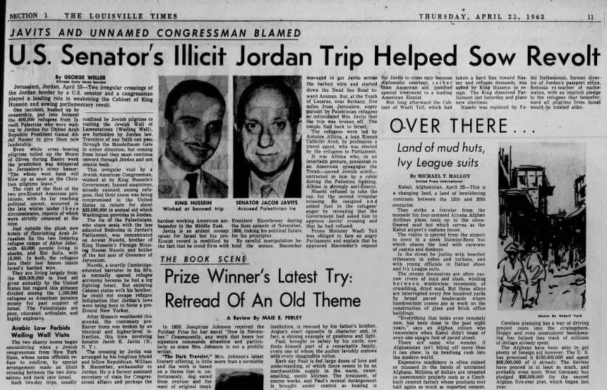 U.S. Senator's Illicit Jordan Trip Helped Sow Revolt — The Louisville Times, 25 April 1963