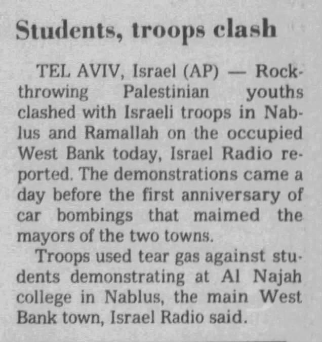 Students, troops clash — Star Gazette, 1 June 1981