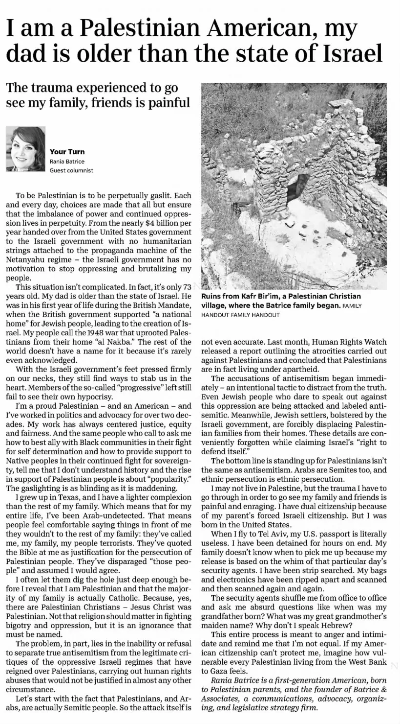 I am a Palestinian American, my dad is older than the state of Israel — Courier-Journal, 22 June 2021