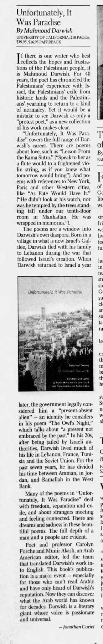Unfortunately, It Was Paradise — San Francisco Chronicle, 19 January 2003