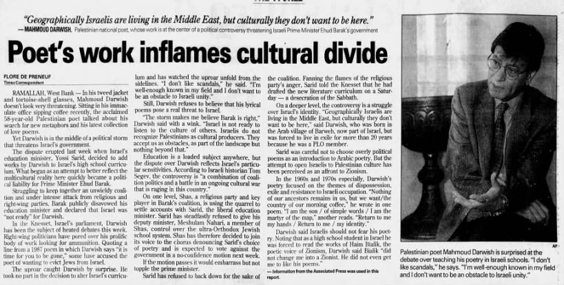 Poet’s work inflames cultural divide — Tampa Bay Times, 11 March 2000