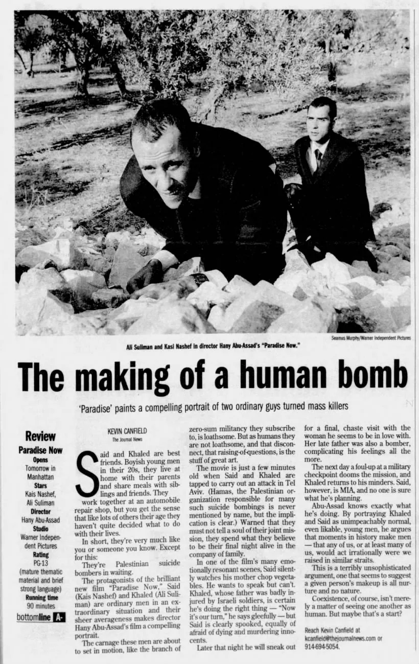 The making of a human bomb — The Journal News, 27 October 2005