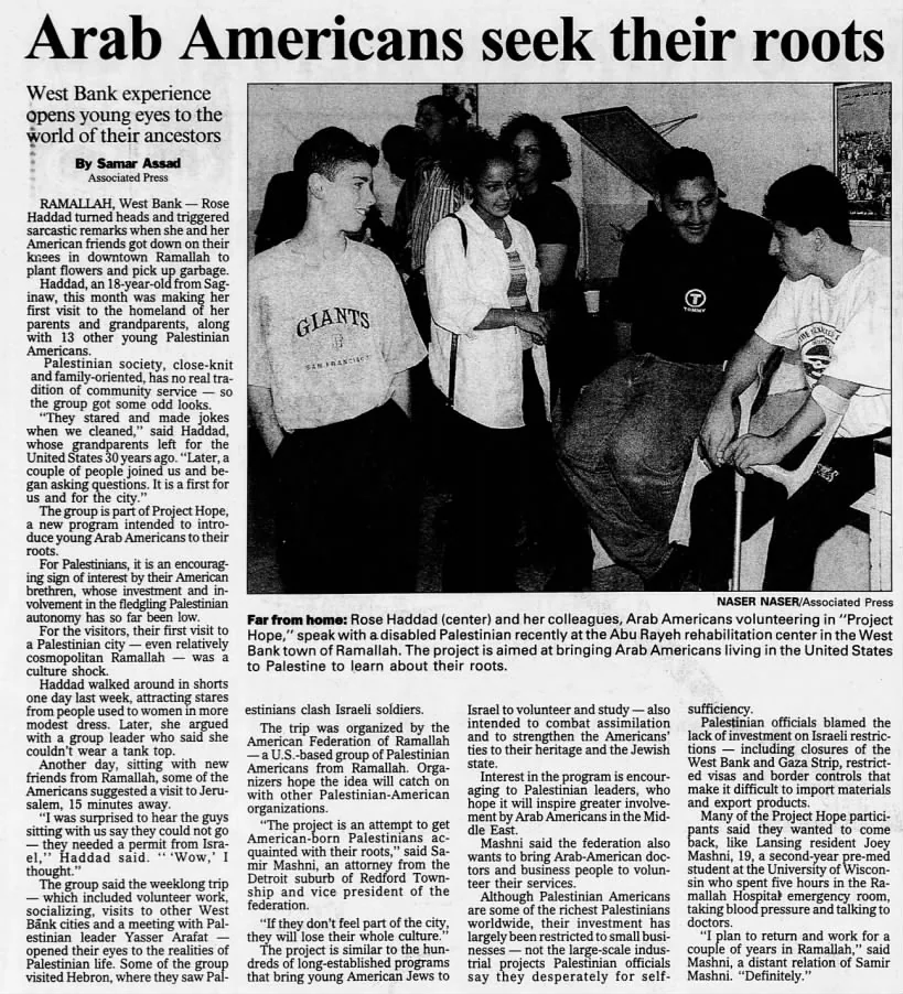 Arab Americans seek their roots — Lansing State Journal, 23 June 1997