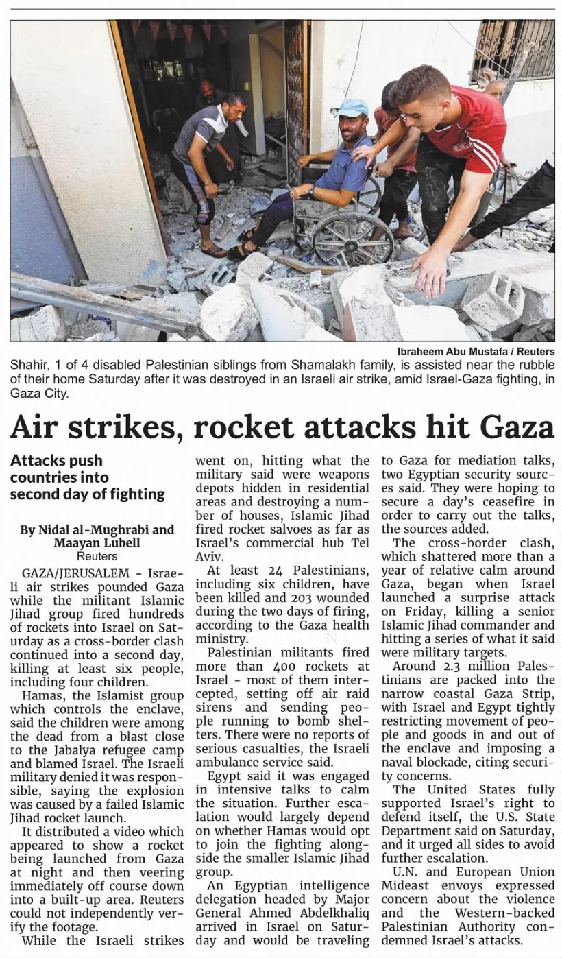 Air strikes, rocket attacks hit Gaza — Dickinson Press, 7 August 2022