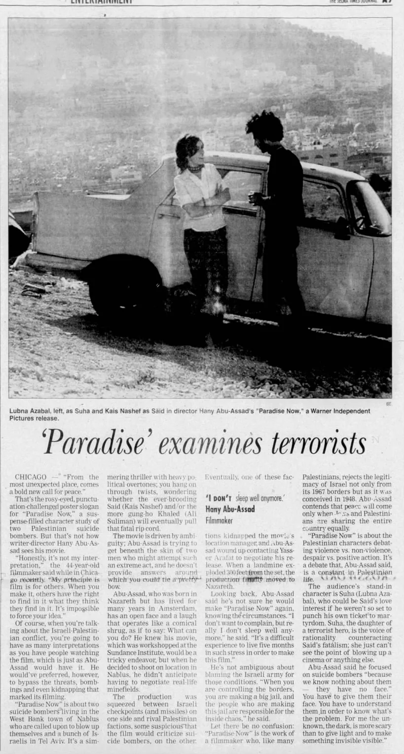 ‘Paradise’ examines terrorists — The Selma Times-Journal, 14 November 2005