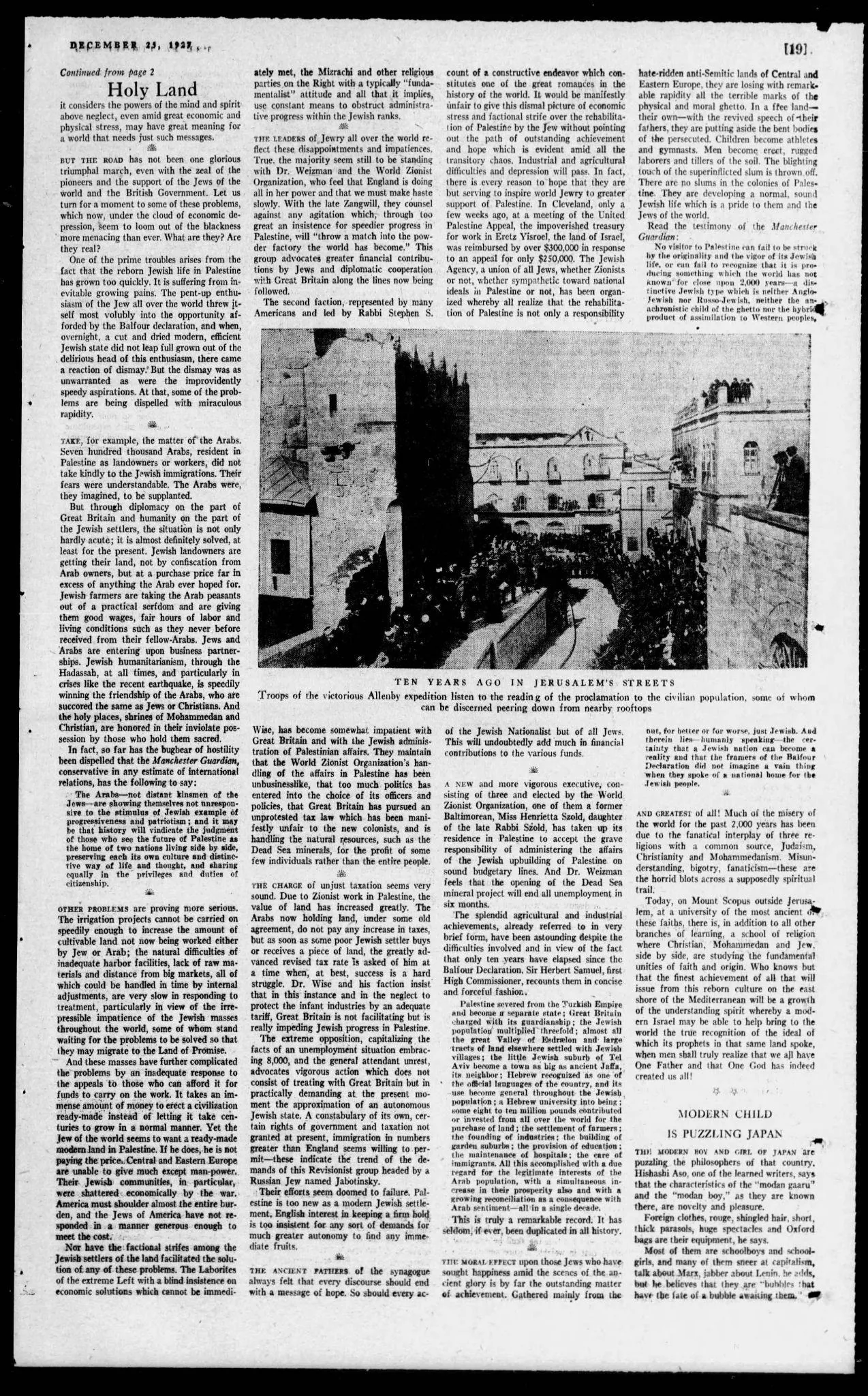 Holy Land — The Baltimore Sun, 25 December 1927