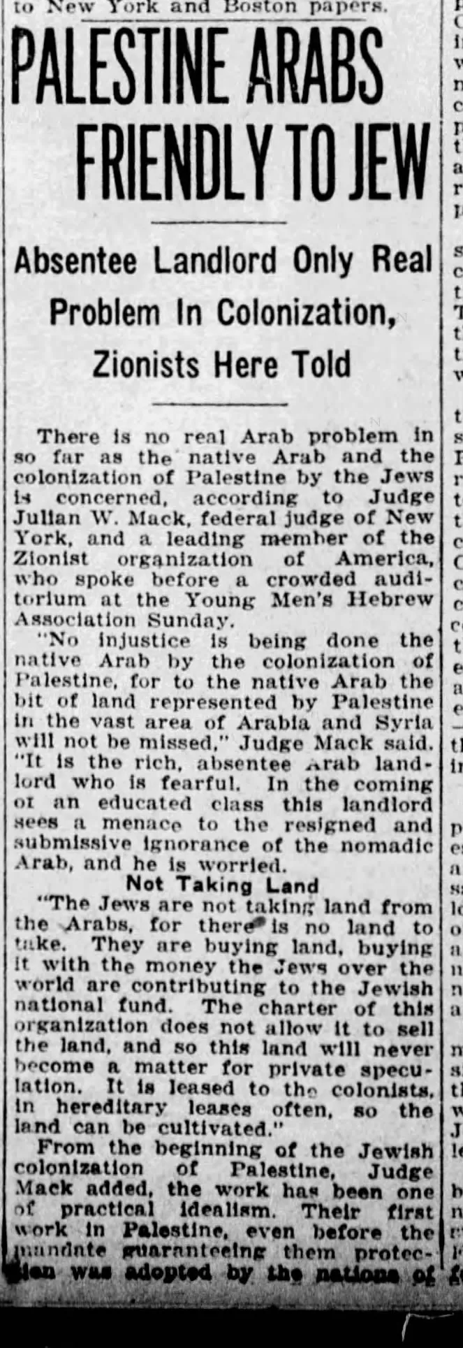 Palestine Arabs Friendly To Jew — The Birmingham News, 17 January 1927