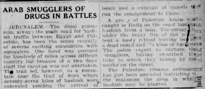Arab Smugglers Of Drugs In Battles — Kansas City Post, 2 December 1927