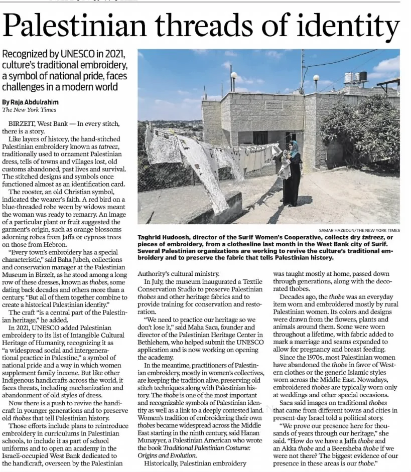 Palestinian threads of identity — The Santa Fe New Mexican, 10 September 2023