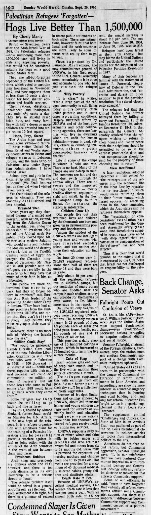 Hogs Live Better Than 1,500,000 &mdash; Omaha World-Herald, 26 September 1965