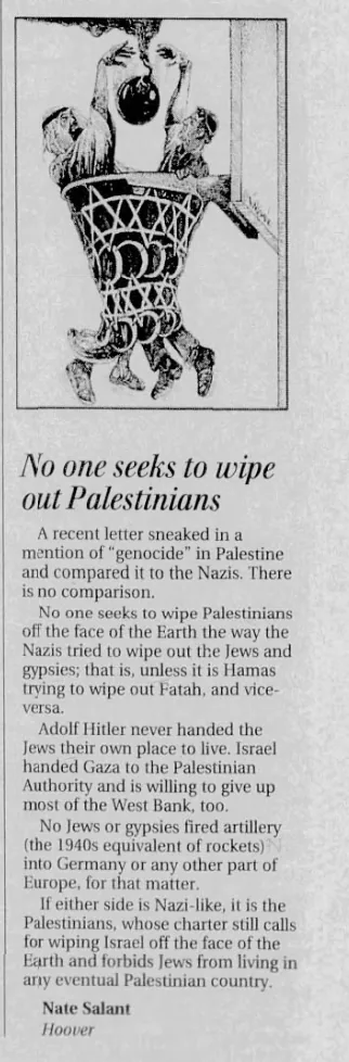 No one seeks to wipe out Palestinians — The Birmingham News, 2 January 2007