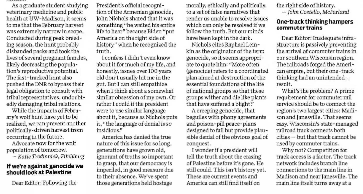 If we're against genocide we should look at Palestine — The Capital Times, 19 May 2021