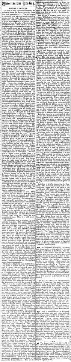 Farming in Palestine — Alexandria Gazette, 18 July 1896