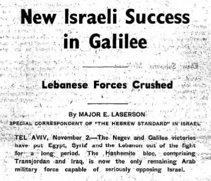 New Israeli Success in Galilee — The Hebrew Standard of Australasia, 4 November 1948