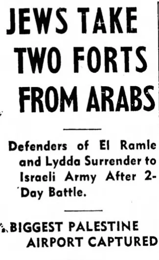 JEWS TAKE TWO FORTS FROM ARABS — Mt. Vernon Register-News, 1948