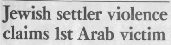 Jewish settler violence claims 1st Arab victim &mdash; The Miami Herald, 20 November 1993