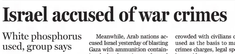 Israel accused of war crimes — The Boston Globe, 20 January 2009