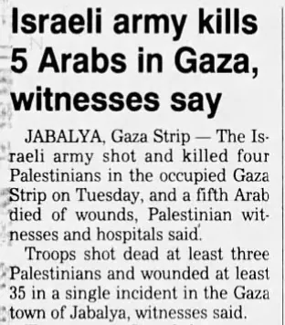 Israeli army kills 5 Arabs in Gaza, witnesses say — The Orlando Sentinel, 19 May 1993