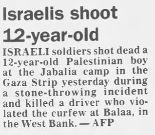 Israelis shoot 12-year-old — Sunday Telegraph, 6 February 1994