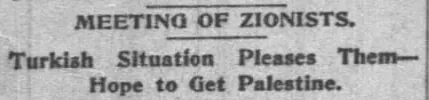 MEETING OF ZIONISTS — The New York Times, 31 May 1909