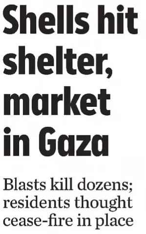 Shells hit shelter, market in Gaza — The Daily Advertiser, 31 July 2014