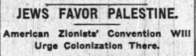 JEWS FAVOR PALESTINE — The New York Times, 1 July 1906