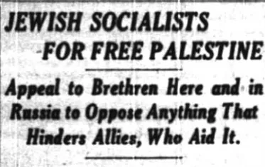 JEWISH SOCIALISTS FOR FREE PALESTINE — The New York Times, 23 July 1917