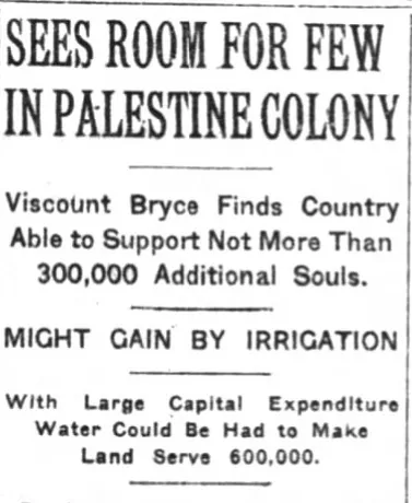 SEES ROOM FOR FEW IN PALESTINE COLONY — The New York Times, 29 May 1918