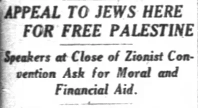 APPEAL TO JEWS HERE FOR FREE PALESTINE — The New York Times, 29 November 1920
