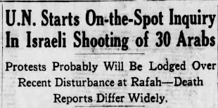 U.N. Starts On-the-Spot Inquiry In Israeli Shooting of 30 Arabs — St. Louis Post-Dispatch, November 1956